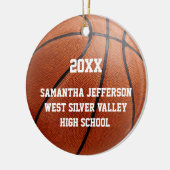 カラー写真バスケットボールスポーツ卒業学校 セラミックオーナメント (左)