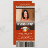 カラー写真 バーベキュー BBQ 卒業パーティー チケット 招待状 (正面/裏面)