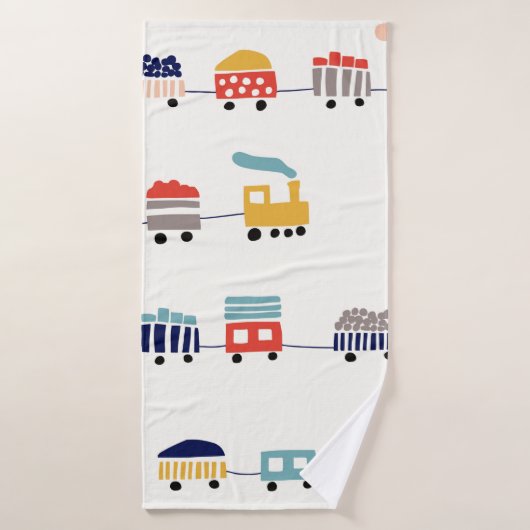 カラー列車がかわいくてシームレスな模様 バスタオル (バスタオル)