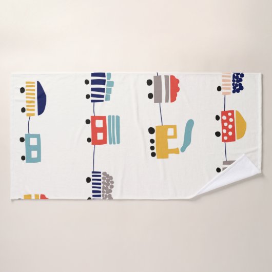 カラー列車がかわいくてシームレスな模様 バスタオル (バスタオル)