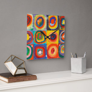 カラー勉強   Wassily Kandinsky スクエア壁時計