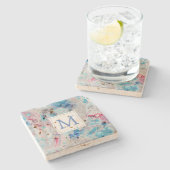 カラー化された大理石テクスチャモノグラム ストーンコースター (横)