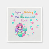 カラー化マーメイドテーマ紙誕生日用ナプキンズ スタンダードカクテルナプキン (正面)
