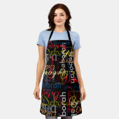 カラー名の作成ブラックタイポグラフィ エプロン (着用した状態)