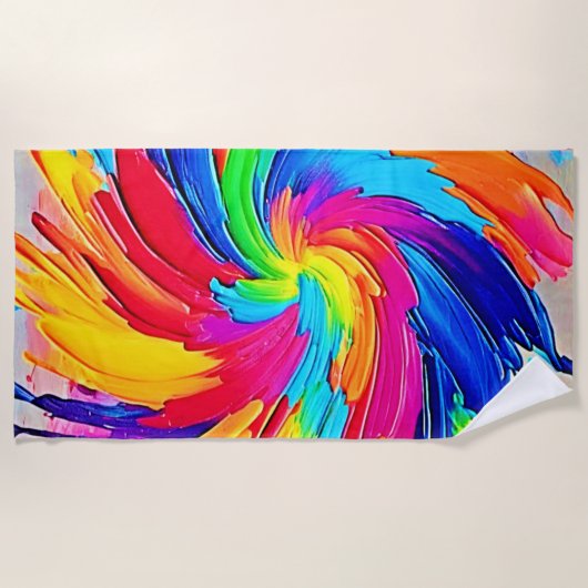 カラー回転：抽象芸術アート ビーチタオル (正面)