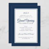 カラー変更フォーマルグランド企業のオープニングネイビー 招待状 (正面/裏面)