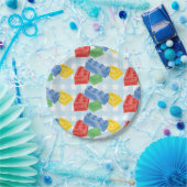 カラー建物ブリックパーティー紙プレート ペーパープレート (パーティー)