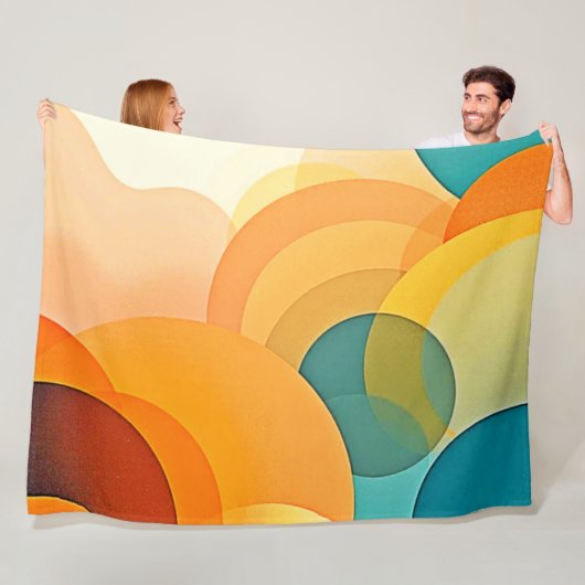 カラー抽象芸術の重なり合う円 フリースブランケット (インサイチュ)