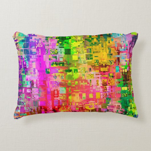 カラー抽象芸術アーティファクトピクセル アクセントクッション (正面)