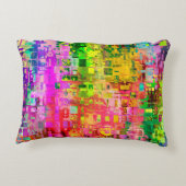 カラー抽象芸術アーティファクトピクセル アクセントクッション (裏面)
