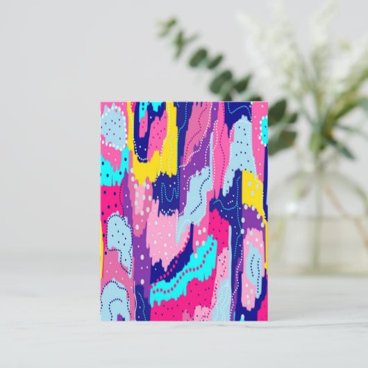 カラー抽象芸術アートお祝い ポストカード (スタンド正面)