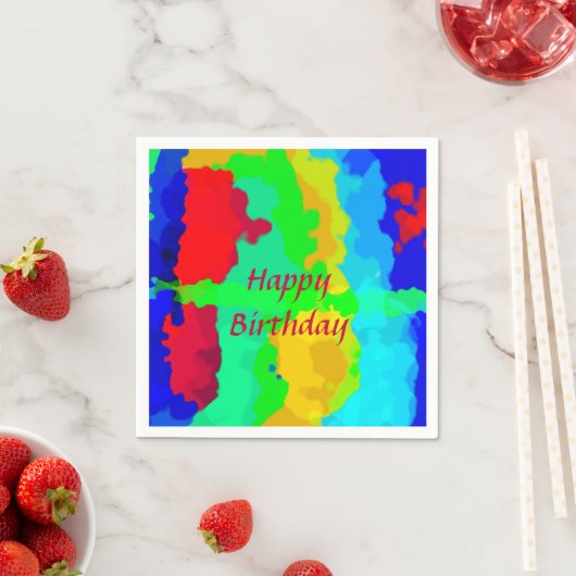 カラー抽象芸術カラフルハッピーバースデーカスタム文字 スタンダードカクテルナプキン (インサイチュ)