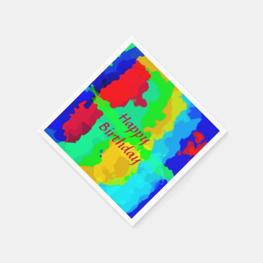 カラー抽象芸術カラフルハッピーバースデーカスタム文字 スタンダードカクテルナプキン (角)