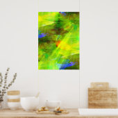 カラー抽象芸術シームレス背景(緑、黄) ポスター (キッチン)