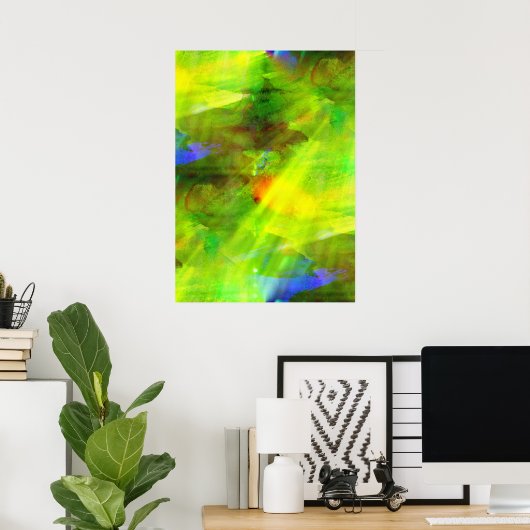 カラー抽象芸術シームレス背景(緑、黄) ポスター (ホームオフィス)