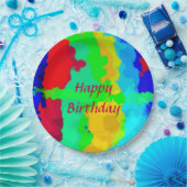 カラー抽象芸術ハッピーバースデーカスタム文字 ペーパープレート (パーティー)