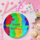 カラー抽象芸術ハッピーバースデーカスタム文字 ペーパープレート (パーティー)
