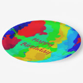 カラー抽象芸術ハッピーバースデーカスタム文字 ペーパープレート (アングル)