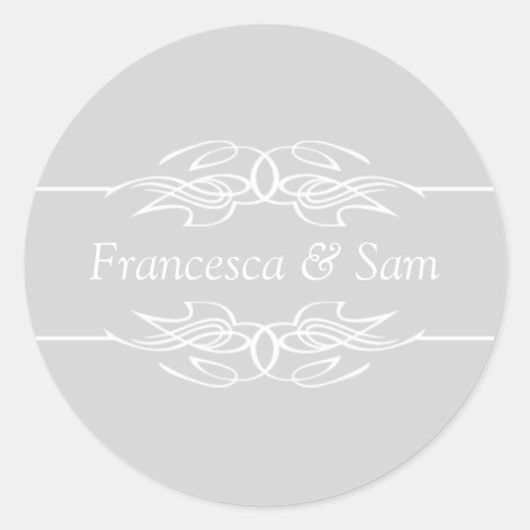 カラー招待状ライトグレー ラウンドシール (正面)