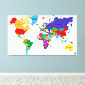 カラー政治世界地図 キャンバスプリント (インサイチュ (ウッドフロア))