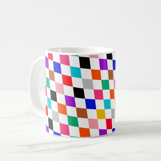 カラー数々ののハーレクインのダイヤモンド模様デザイン コーヒーマグカップ (正面左)