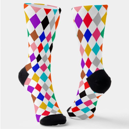 カラー数々ののハーレクインのダイヤモンド模様デザイン ソックス