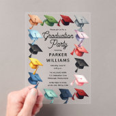 カラー数々のの卒業式CAP卒業式パーティー アクリル招待状 (インサイチュ (ポータブル))