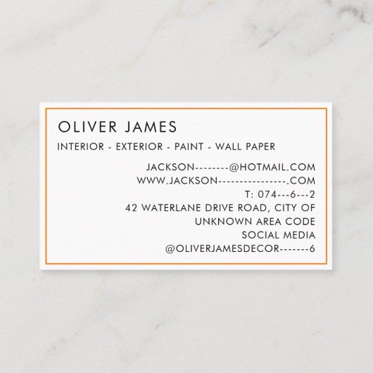 カラー数々のウッドアーティスト、画家、デコレーター 名刺 (裏面)