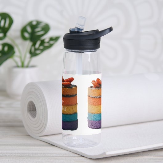 カラー数々のケーキ及びハッピーバースデーデザイン ウォーターボトル (ヨガ)