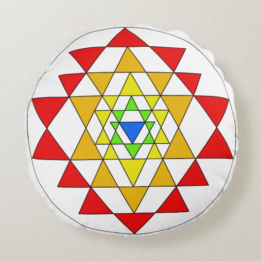 カラー数々のスリヤントラ瞑想クッション ラウンドクッション (正面)