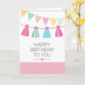 カラー数々のタッセル誕生日カード カード (黄色い花)