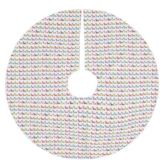 カラー数々のダックスシュントのクリスマスツリースカート ブラッシュドポリエステルツリースカート (正面)