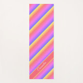 カラー数々のパステル対角ストライプ名前をカスタムする ヨガマット (正面)