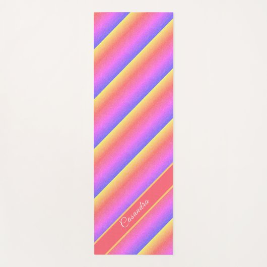 カラー数々のパステル対角ストライプ名前をカスタムする ヨガマット (正面)