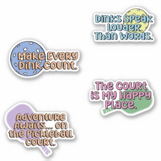 カラー数々のピックボール選手ステッカーパック シール (正面)