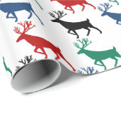 カラー数々のフォレストスタグトナカイ白 ラッピングペーパー (ロールコーナー)