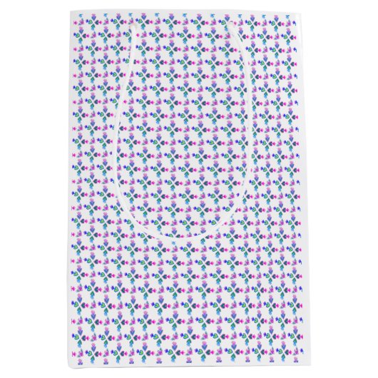 カラー数々のフォークアート神聖なハートホワイト ミディアムペーパーバッグ (正面)