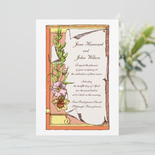 カラー数々のフローラバナー結婚式招待状 招待状 (スタンド正面)