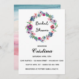 カラー数々のフローラリース招待状 招待状