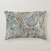 カラー数々のペイズリー手描きプリント アクセントクッション (正面)