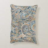 カラー数々のペイズリー手描きプリント アクセントクッション (裏面(縦))