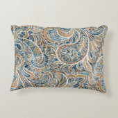 カラー数々のペイズリー手描きプリント アクセントクッション (裏面)