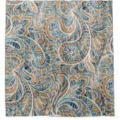 カラー数々のペイズリー手描きプリント シャワーカーテン (正面)