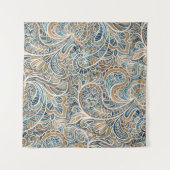 カラー数々のペイズリー手描きプリント タペストリー (正面(横))