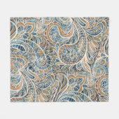 カラー数々のペイズリー手描きプリント フリースブランケット (正面(横))