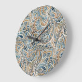 カラー数々のペイズリー手描きプリント ラージ壁時計 (傾斜)
