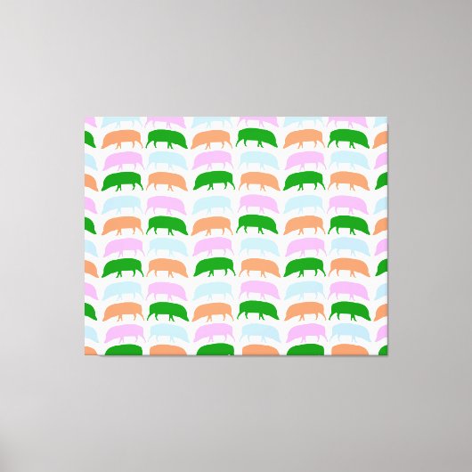 カラー数々のホグズピンクブルーグリーンオレンジキャンバス キャンバスプリント (正面)