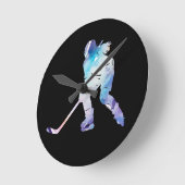 カラー数々のホッケー選手 ラウンド壁時計 (傾斜)