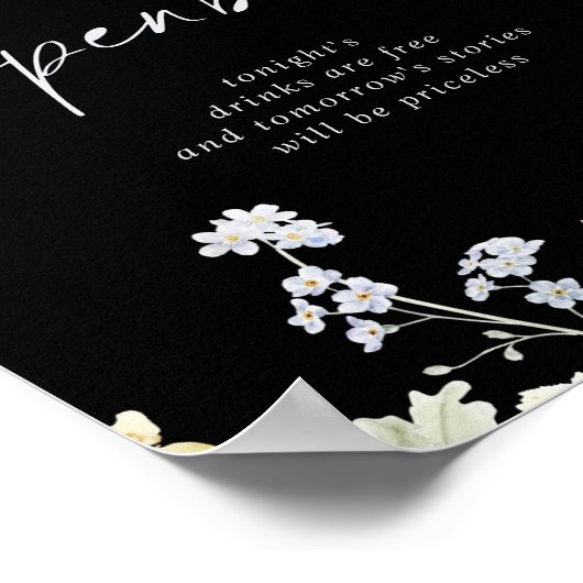 カラー数々のボホ秋フローラ結婚のオープンバー標識 ポスター (角)