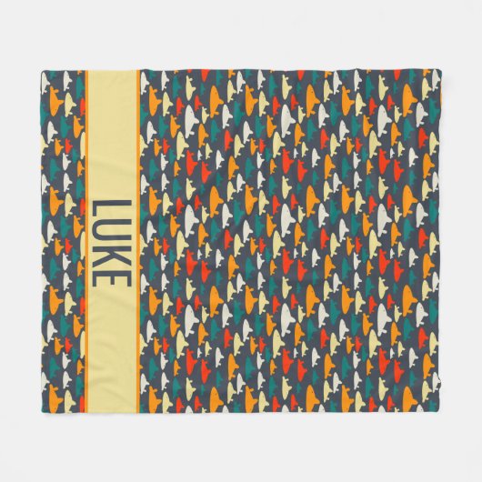 カラー数々のボーイズシャークパターンフリースブランケット フリースブランケット (正面(横))